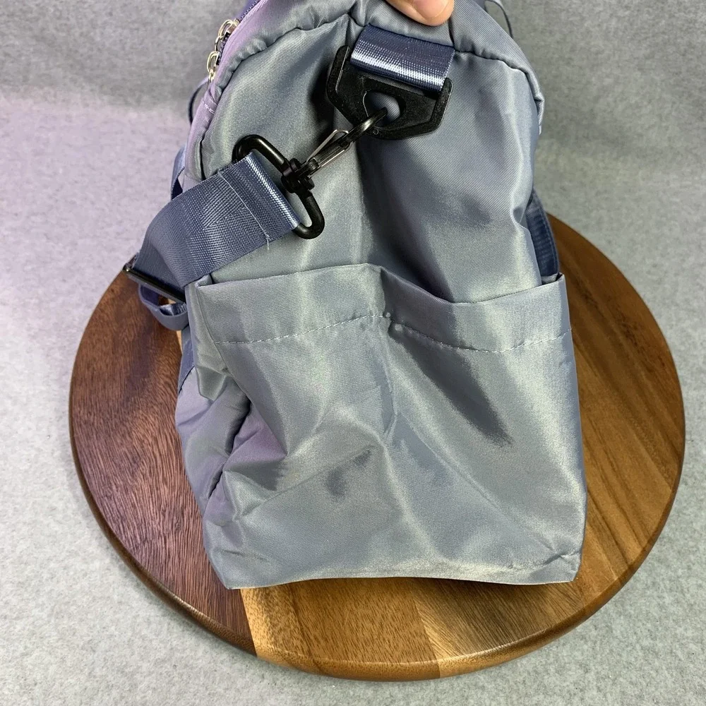 ZUOMANNI Nylon‎ Duffel Bag Gray Gym Travel Weekender Shoulder Strap Shoe Pocket